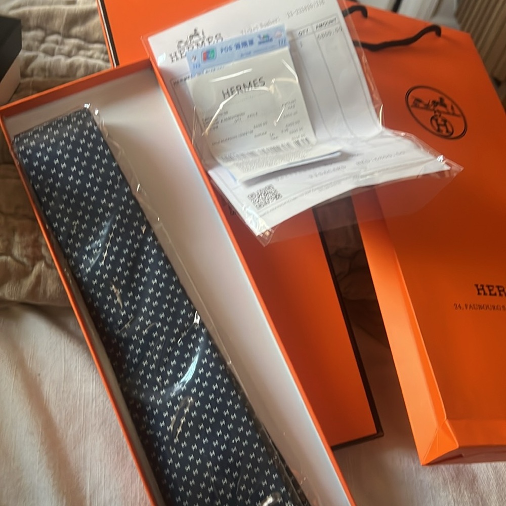SOLD-Hermès Blue Patterned Tie